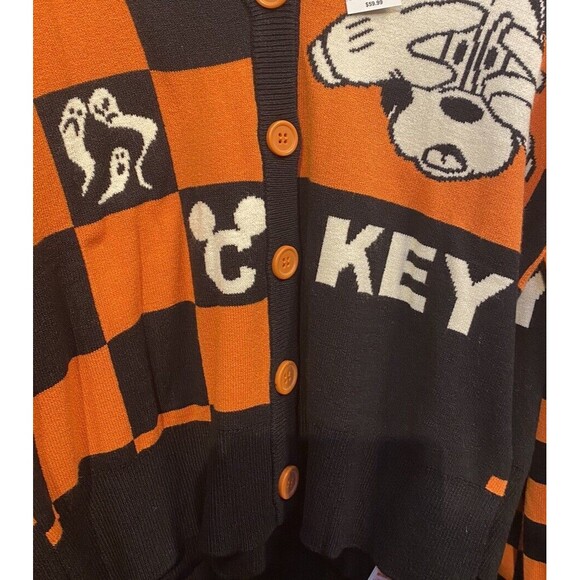 Disney Parks Halloween 2024 Sweater‎ Cardigan medium Scared Mickey Checke… - Picture 2 of 3